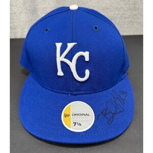 Kansas City Royals Hat Size 7 1/8 56.8 CM New Era 59Fifty Wool‎ USA Autographed